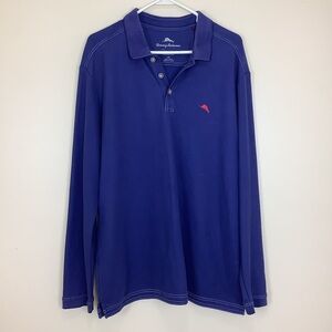 Tommy Bahama Men’s 1/4 Button Up Long Sleeve Shirt Big Logo Blue Large
